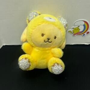 Pompompurin Bear Outfit Bedazzled Plush Keychain Charm Stuffed Animal Toy Doll